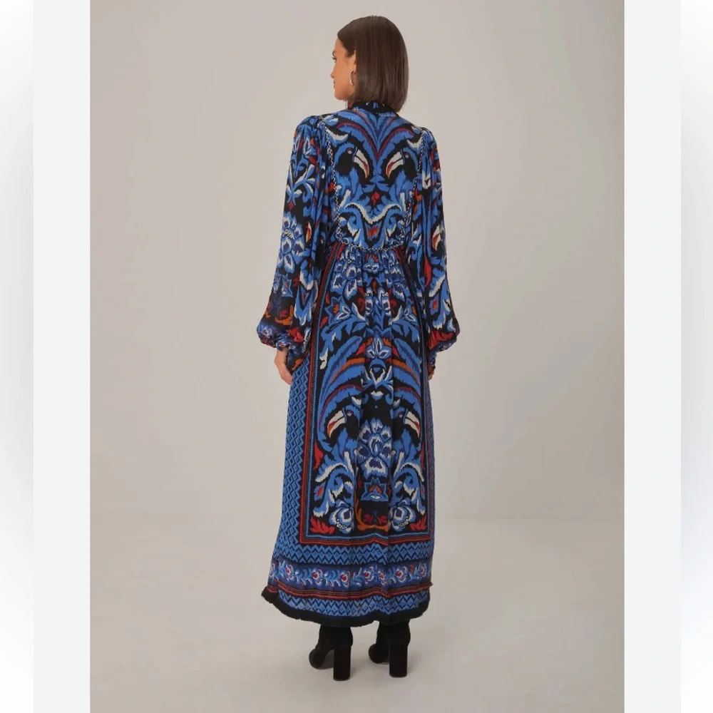 Anthropologie FARM Rio Black Toucans Scarf Maxi Dress - Picture 3 of 10